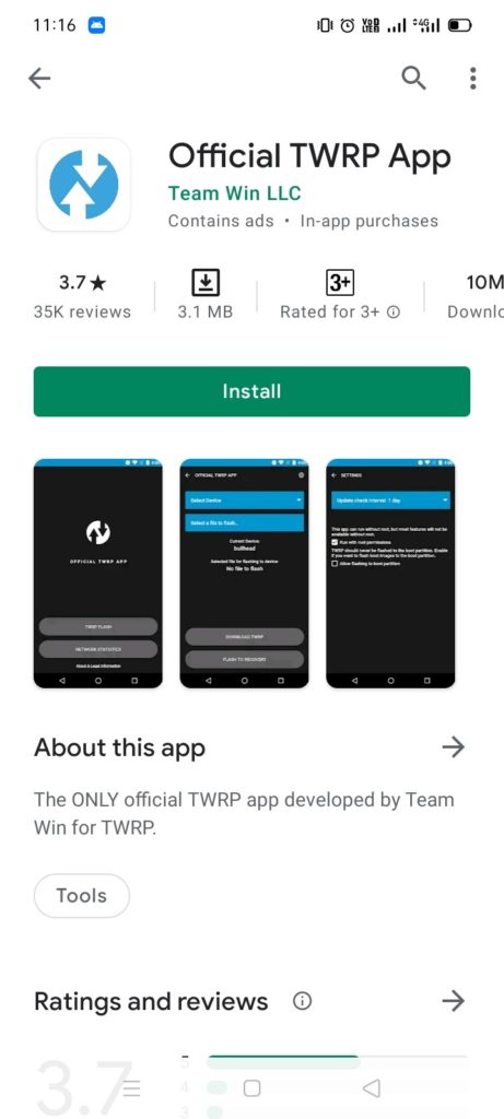 Updating TWRP through official app