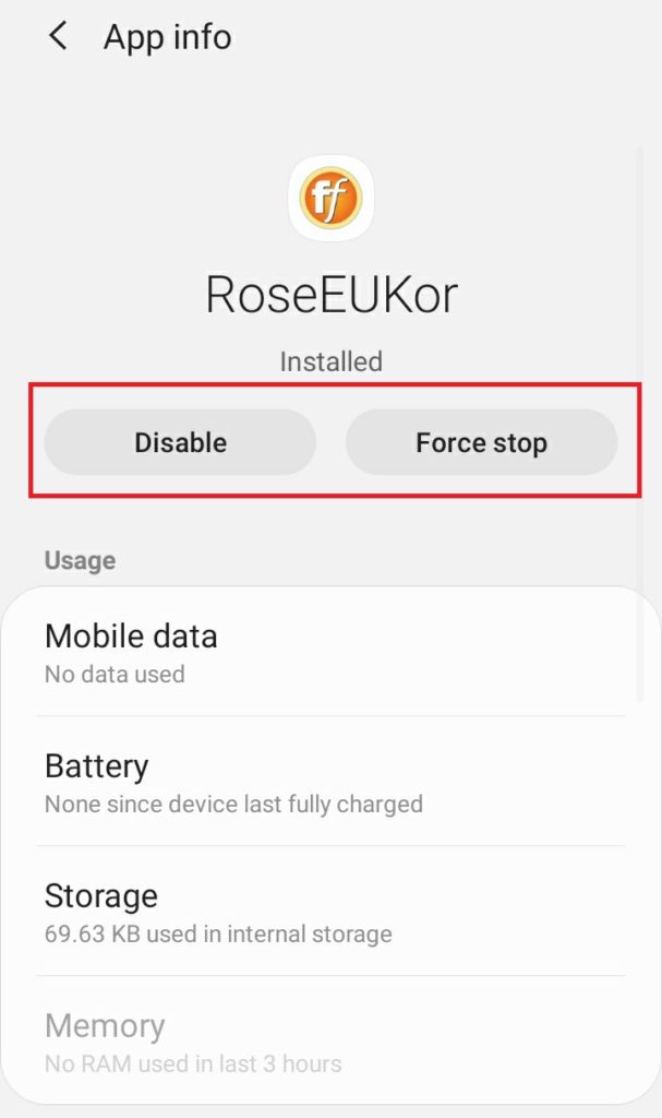 Disabling and Force stopping RoseEUkor