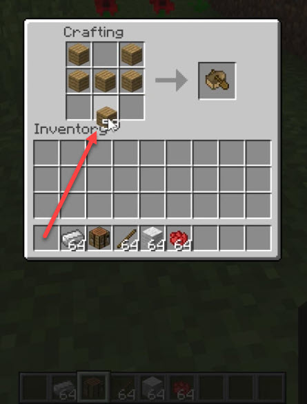 ‘Y’ shape in the crafting table