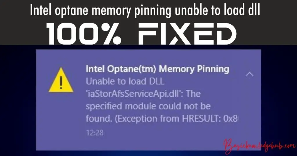 intel optane memory pinning unable to load dll