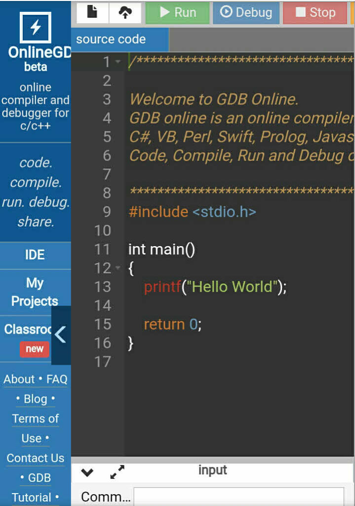 online gdb interface on mobile phone
