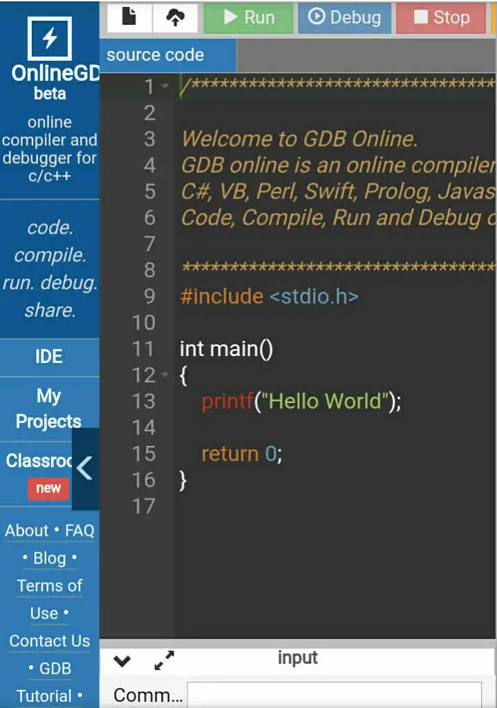 online gdb interface on mobile phone