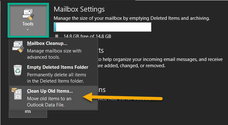 Clean-up-Tools in outlook