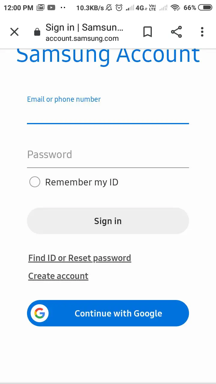 Samsung account forgot password