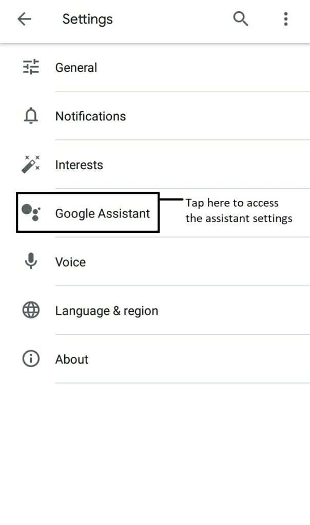 Google Assistant option