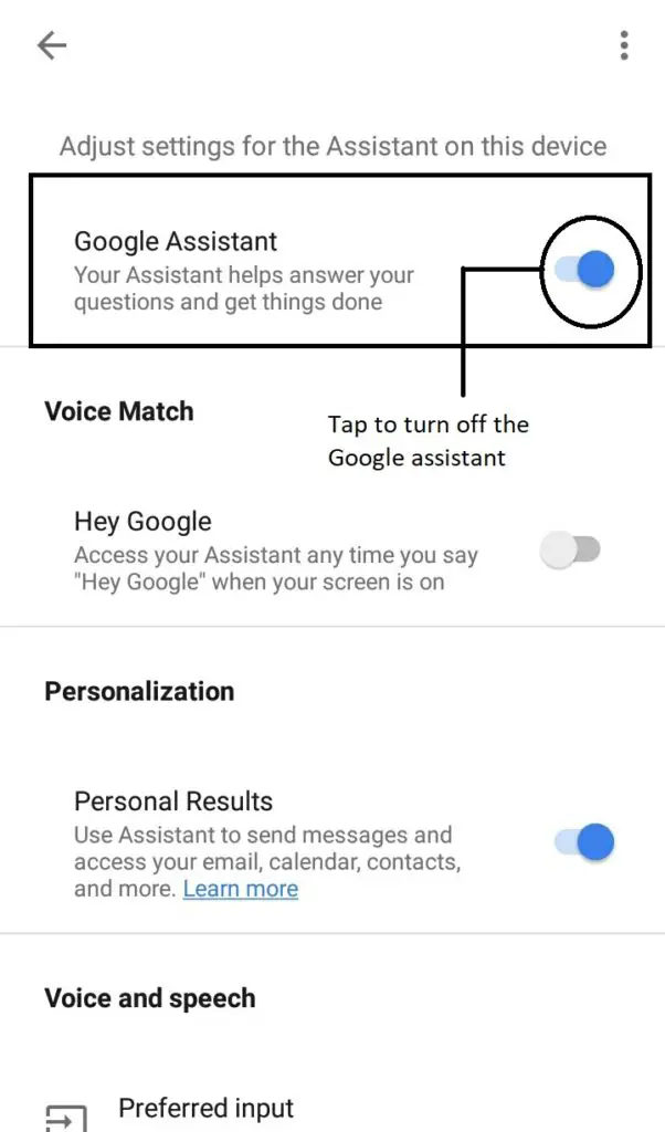 How to turn off the Google Assistant