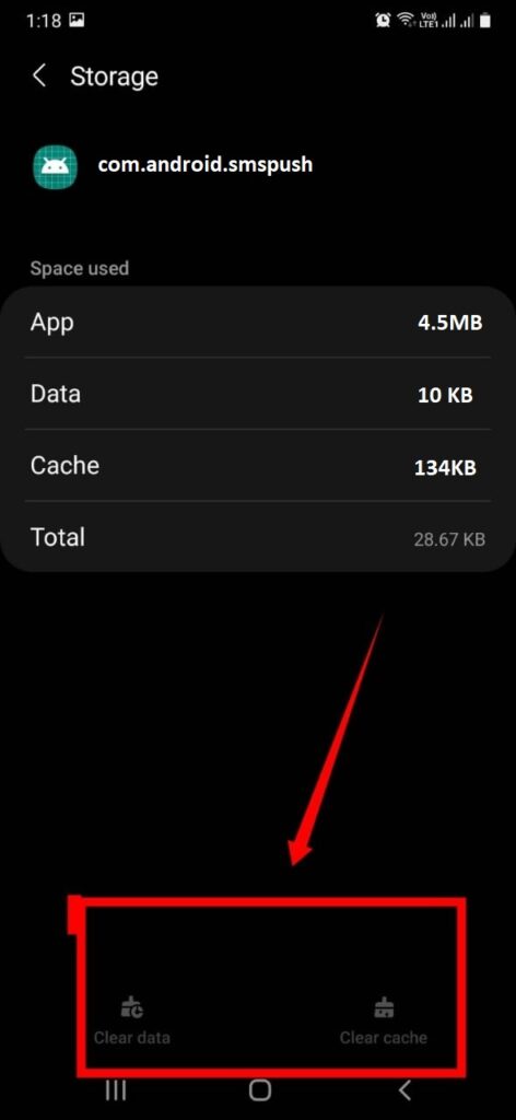 clear the cache & data of  com.android.smspush