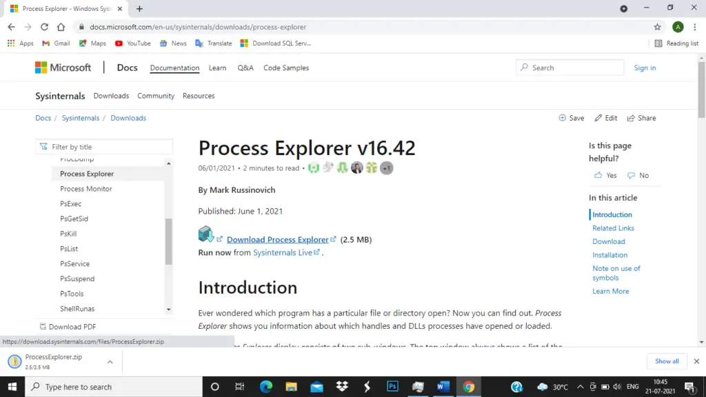 Download Process Explorer