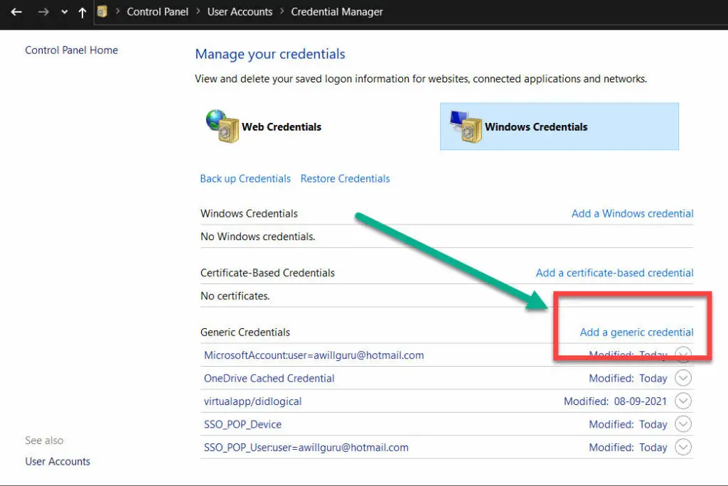 Add generic credential to add Default administrative password