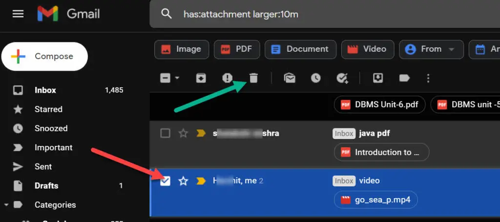 How to delete attachments from Gmail