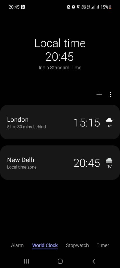 Dual clock function on your Samsung Android device