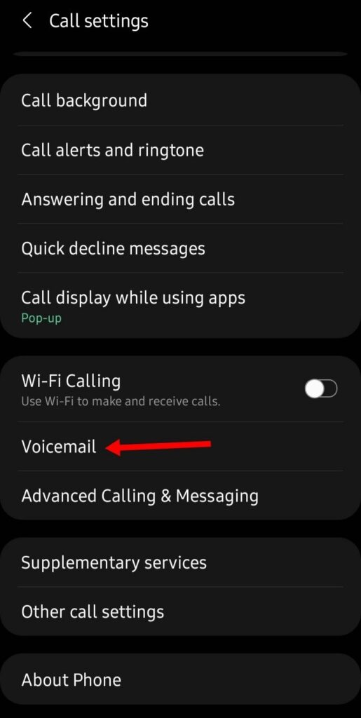 Select voicemail