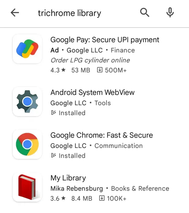 com google android trichromelibrary | com.google.android trichromelibrary