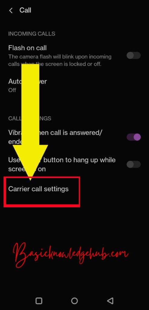Carrier call settings