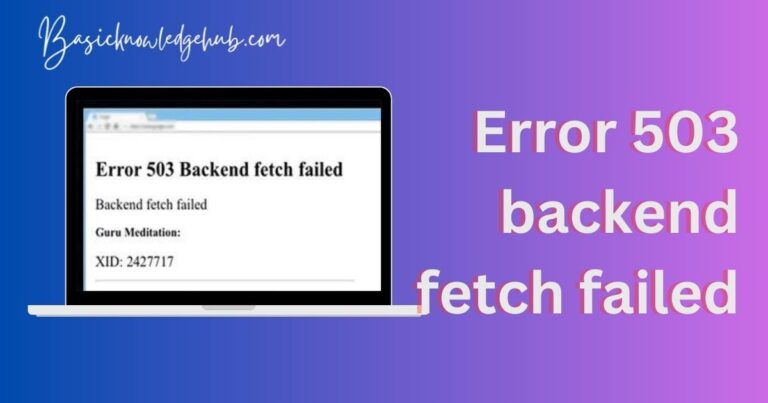 Error 503 backend fetch failed
