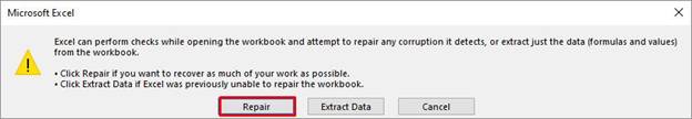 Repair your Excel Workbook