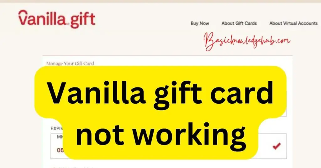 Vanilla gift card not working