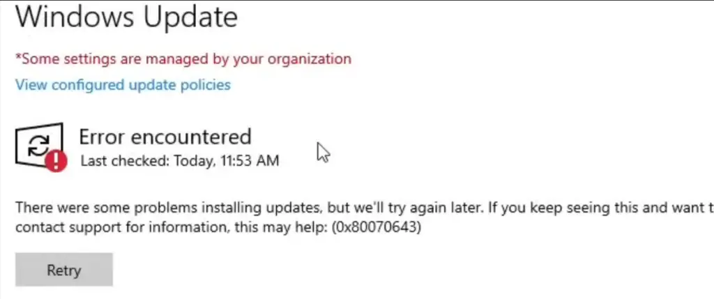 Windows 10/11 KB5034441 Security Update Fails With 0x80070643 Error