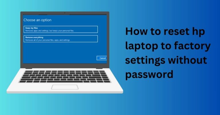 How to reset hp laptop to factory settings without password